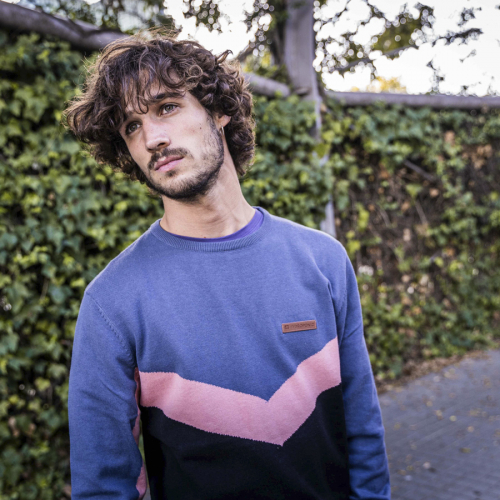 Knitting MONTAUK Blue Grey / Black / Rose