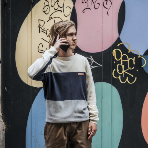 Knitting SIMI Off White / Navy / Grey
