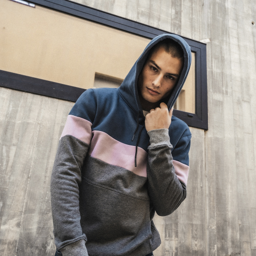 Sudadera con Capucha HARLEM Dark Blue / Rose / Heather Grey
