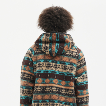 Fleece Hoodie DALTON Brown Turquoise 2