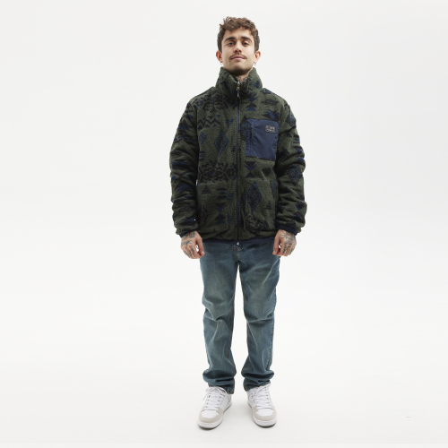 Fleece Hoodie LOBO Green / Navy