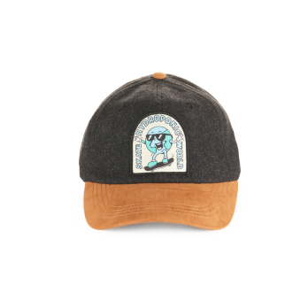 Cap GLOBE Anthracite Felt / Tan Suede