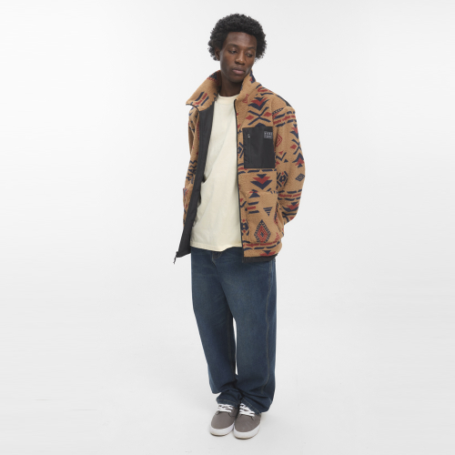 Fleece Hoodie-Jacket LOBO Brown Aztec / Black